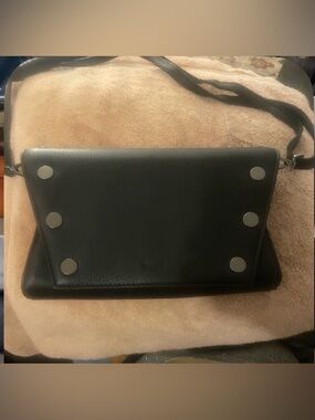 Hammitt Black Leather Crossbody Bag with Silver Hardware